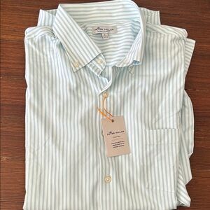 Peter Millar Men's Light Blue Striped Dress Shirt